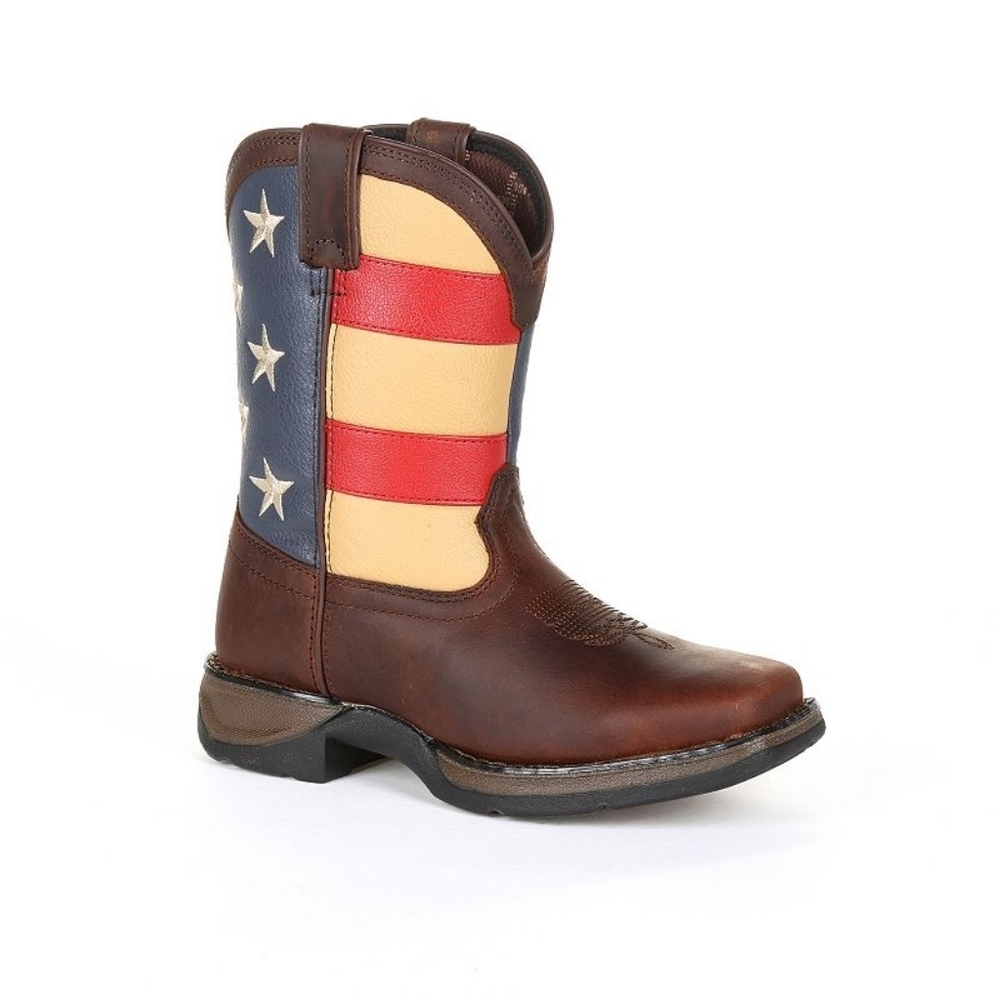 NWT Durango Kids 8" Brown Ametican Cow Boy Western Boots Size 4M - Picture 8 of 14